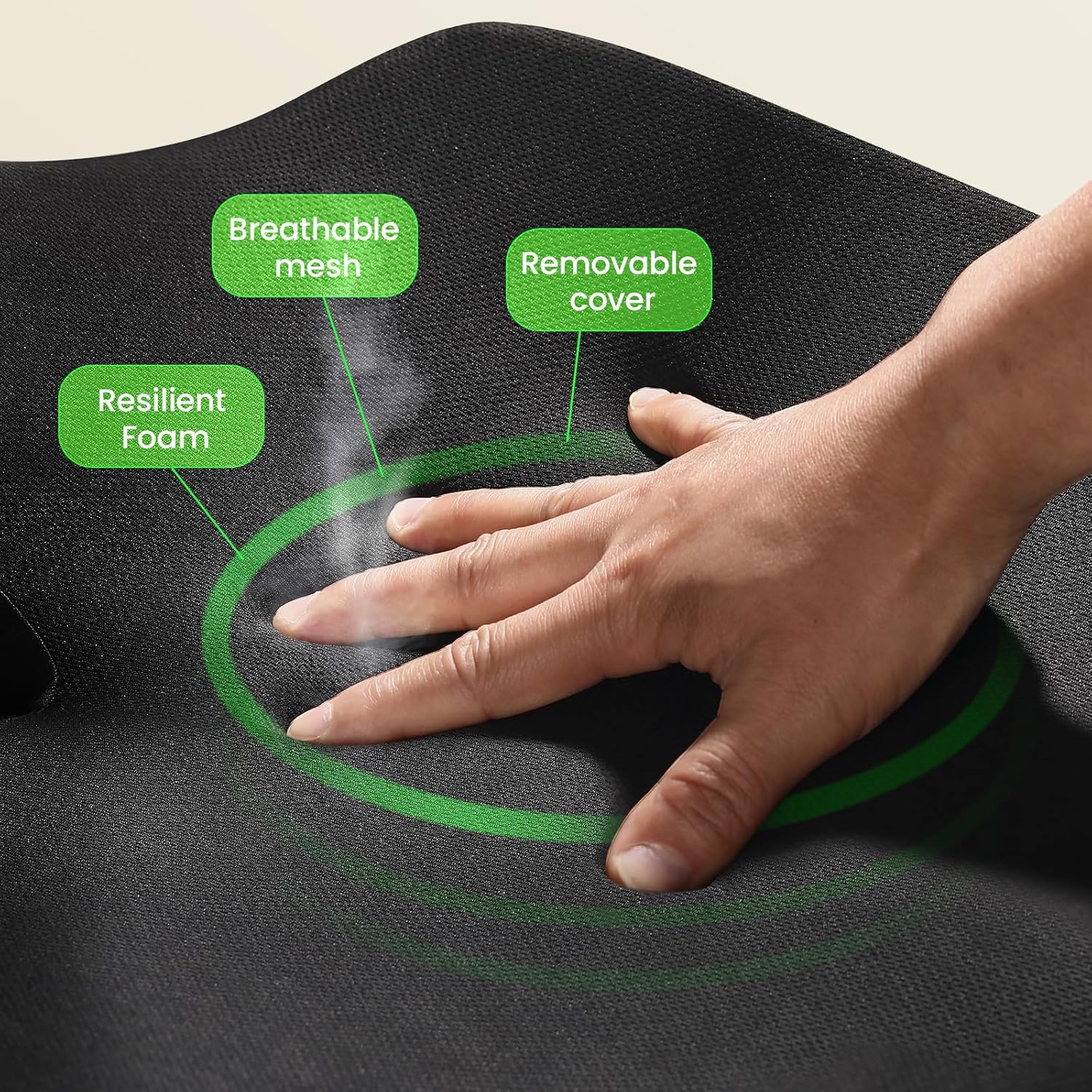 Large Seat Cushion for Office ChairsMemory Foam Tailbone Pain Relief Cushion Pillow for Back SupportNon-Slip Seat Cushion for Office Desks, Car Seats, Wheelchairs, Sciatica