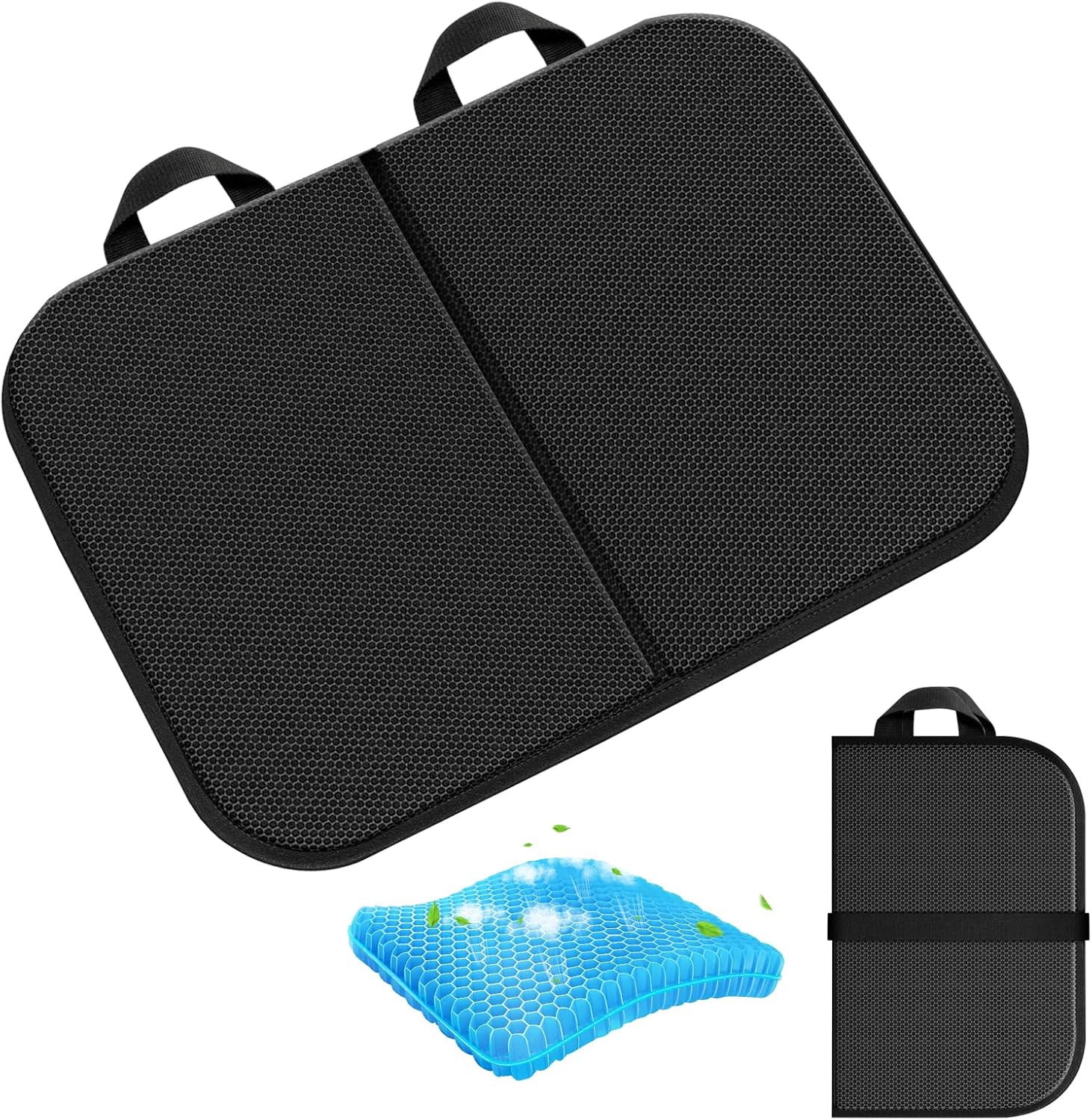 Gel Seat Cushion, Portable Travel Cushion, 16.5 x 12 inches (Approx. 41.9 x 30.5 cm) Foldable Seat Cushion for Airplane Seats, Bleach, Airplanes, Cars/Offices, Hip, Sciatica, Stress Pain Tailbone Pain Relief