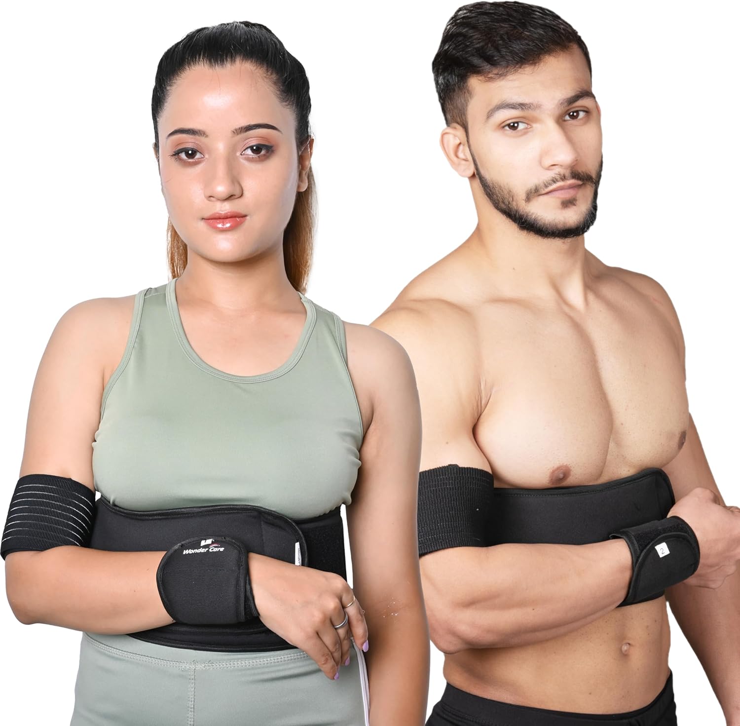 Wonder Care-Right and Left Shoulder ImmobilizerArm Sling Elastic Brace for Clavicular Bone Bit Position Bit Position Polarization Shoulder Stabilizer Rotational Cuff Post Surgical Compression Brace - Black 3 Yards