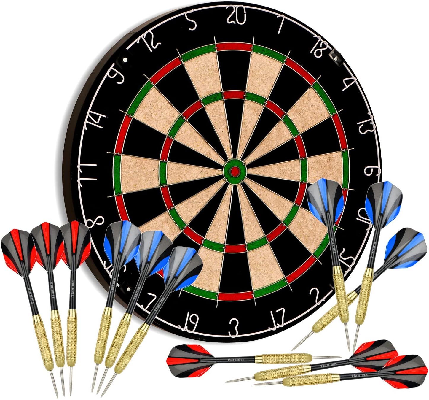 17.7x1.5 Dartboard, 12 Steel Tip Darts