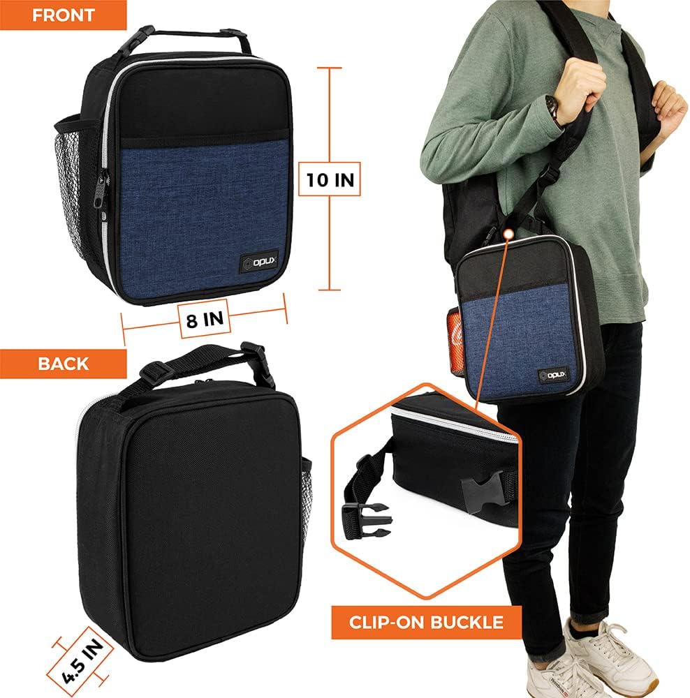 Premium Insulated Lunch Box,Kids Boys Girls Soft Schoolbag,Leak Proof Small Lunch Bucket Men Women Work,Reusable Compact Refrigerated Tote Lunch Box for Office Adults,Hemp Navy Blue