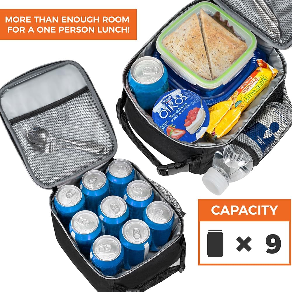 Premium Insulated Lunch Box,Kids Boys Girls Soft Schoolbag,Leak Proof Small Lunch Bucket Men Women Work,Reusable Compact Refrigerated Tote Lunch Box for Office Adults,Hemp Navy Blue