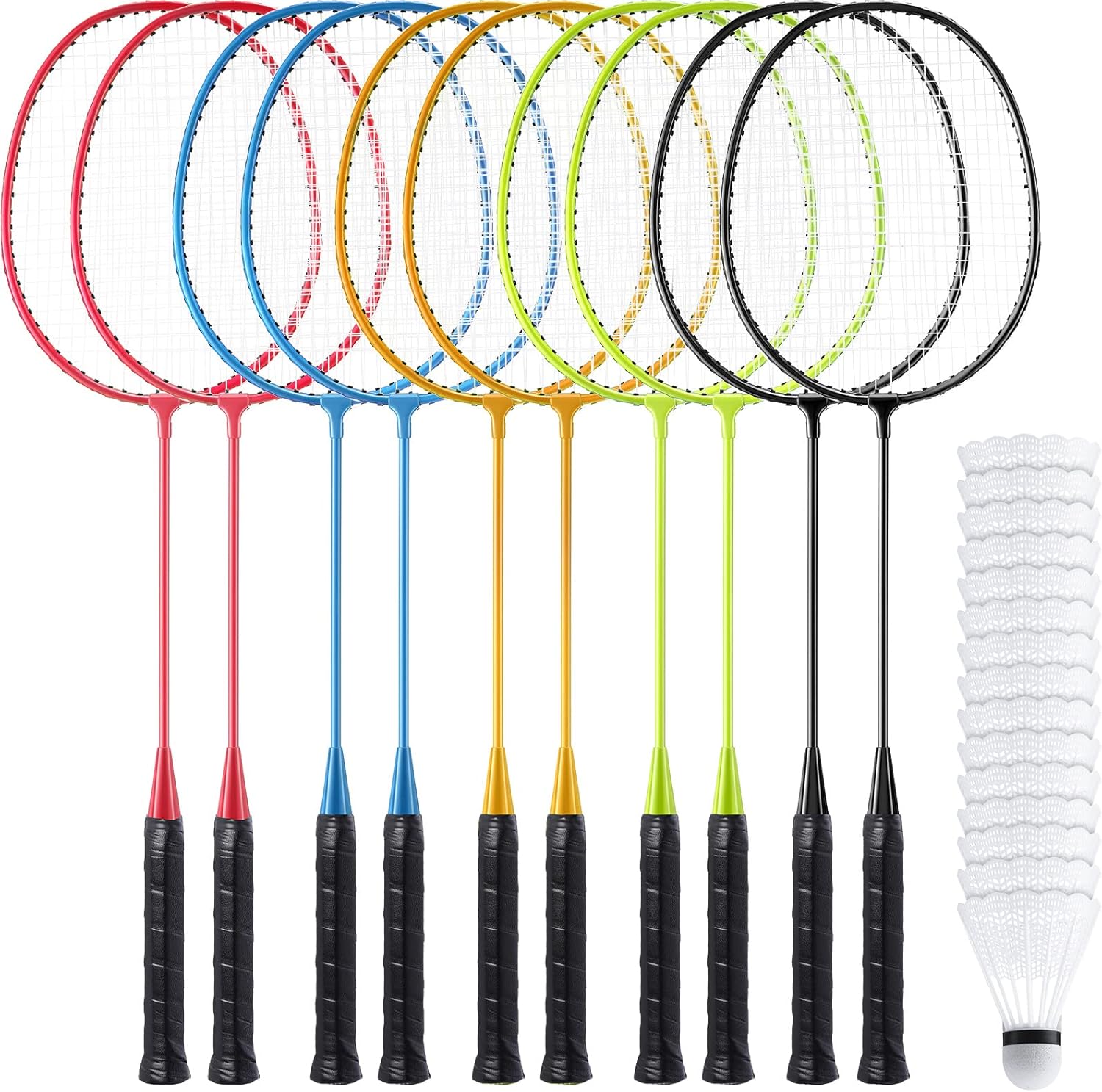 10pcs Badminton Racket Set, 15 Birdies