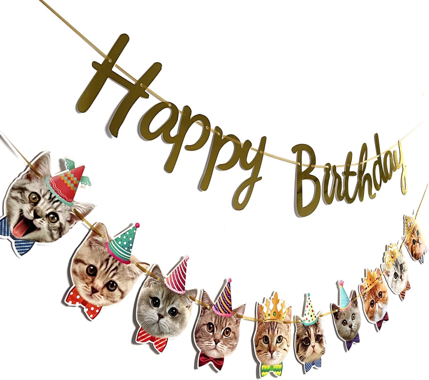 Happy Birthday Banner Cat Wreath