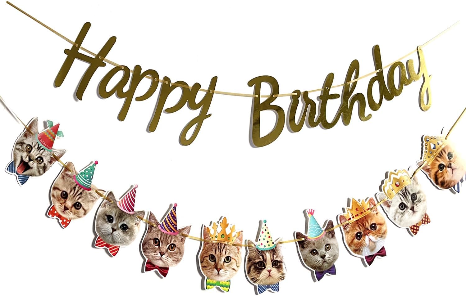 Happy Birthday Banner Cat Wreath