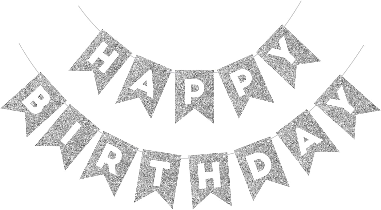 Silver Glitter Birthday Banner