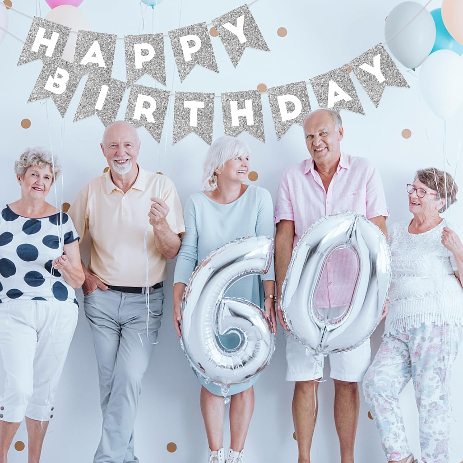 Silver Glitter Birthday Banner