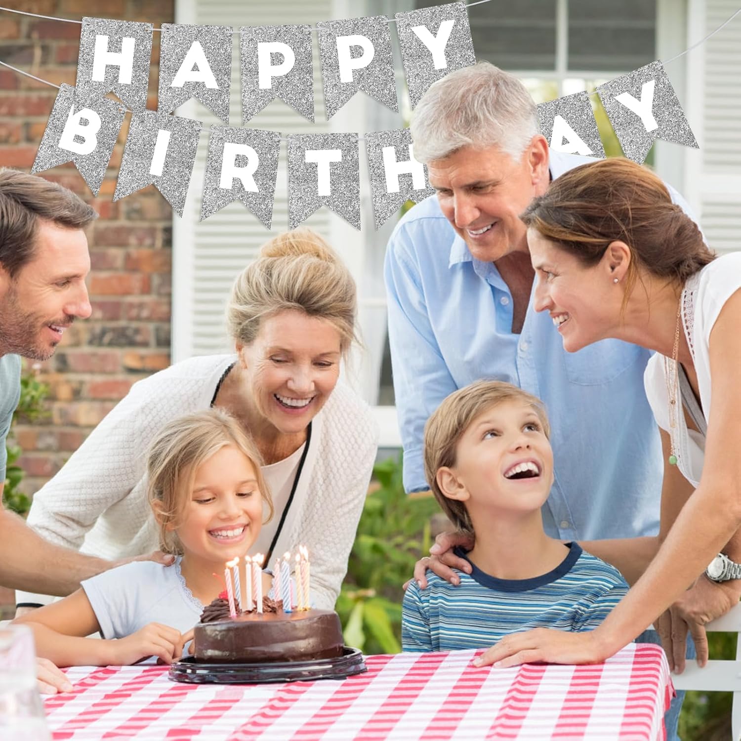 Silver Glitter Birthday Banner