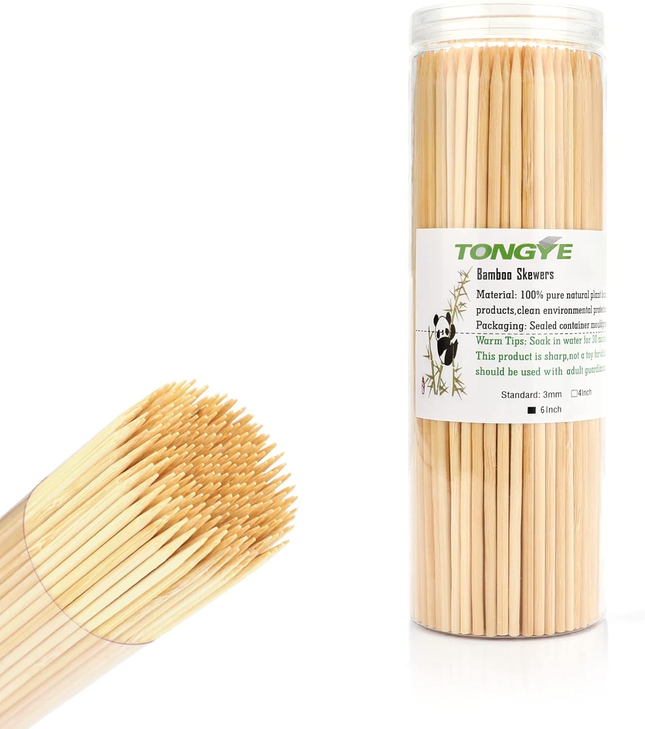 [200 pcs] 6 inches (approx. 15.2 cm) bamboo skewers, high quality wood skewers, splinter free, BBQ, appetizers, fruit kebabs, chocolate fountains, cocktail toothpicks and food skewer sticks.