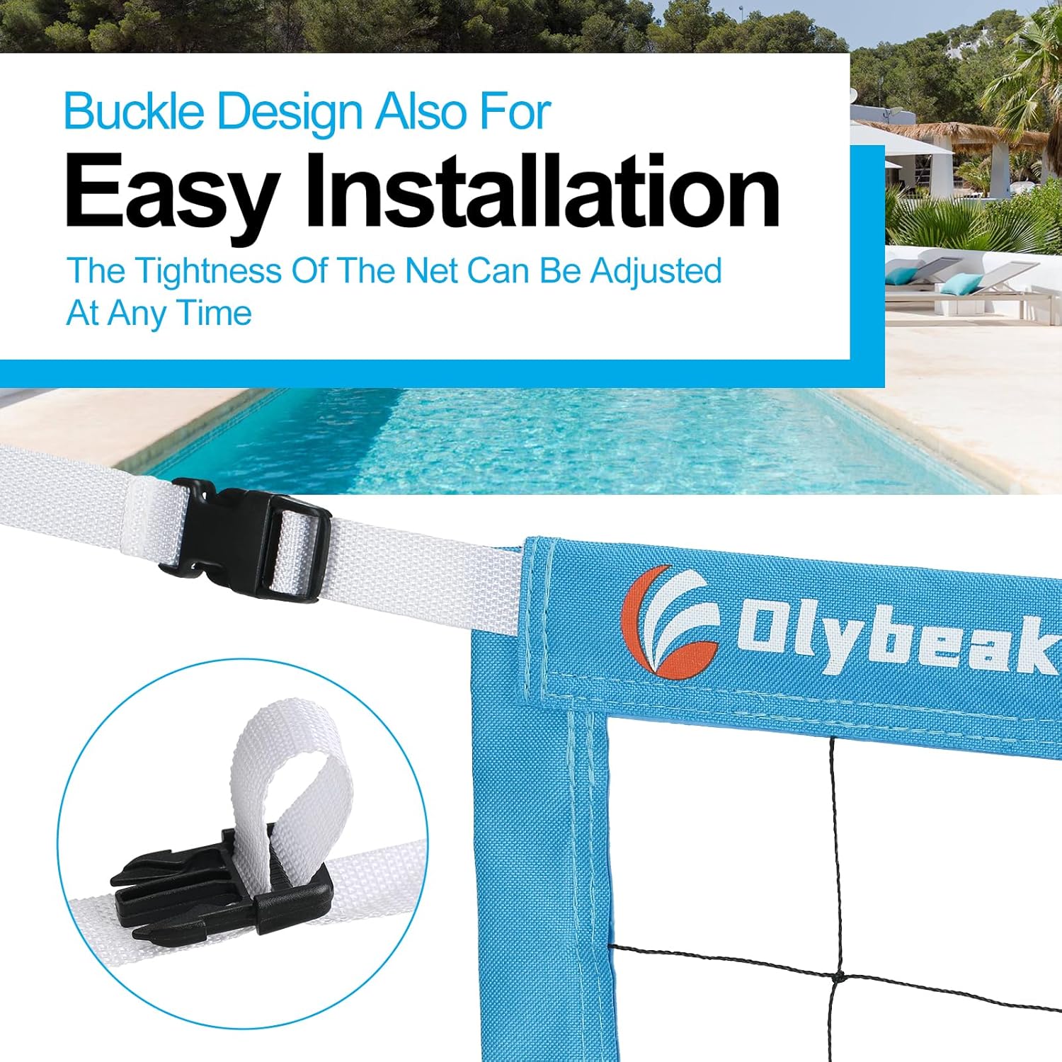 Adjustable Length Pool Volleyball Net