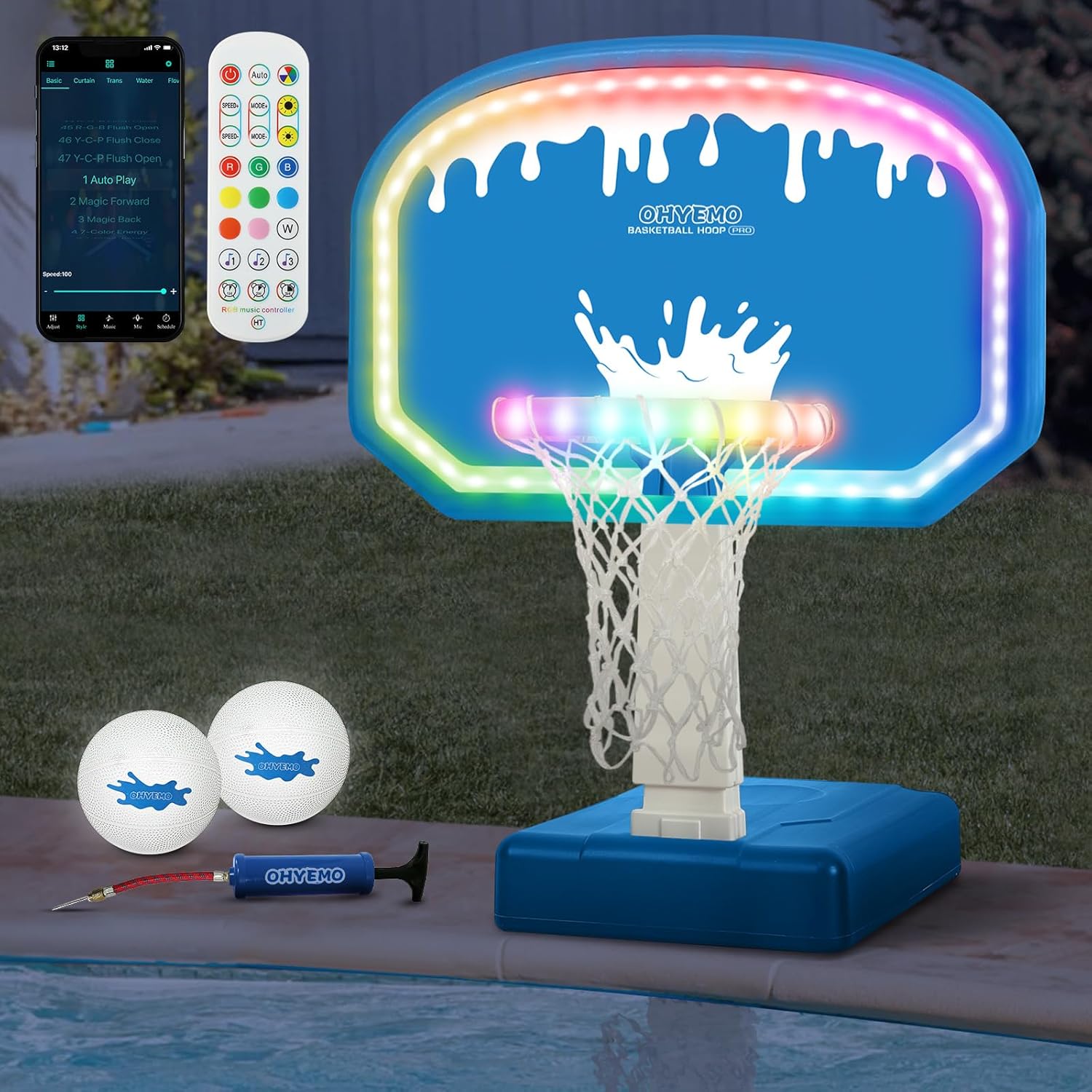 14" LED Pool Basketball Rim