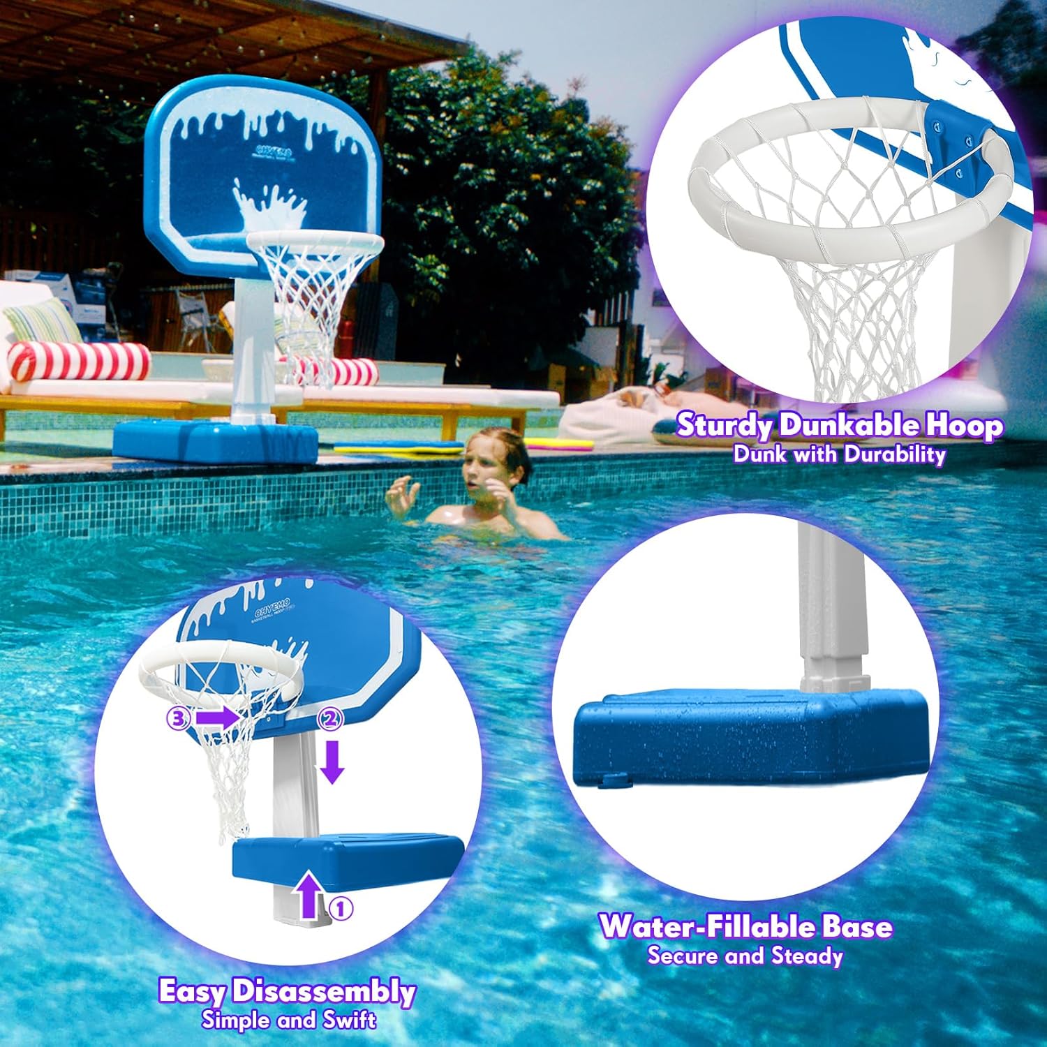 14" LED Pool Basketball Rim
