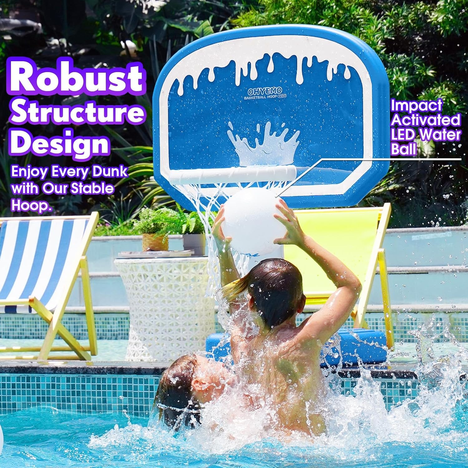 14" LED Pool Basketball Rim
