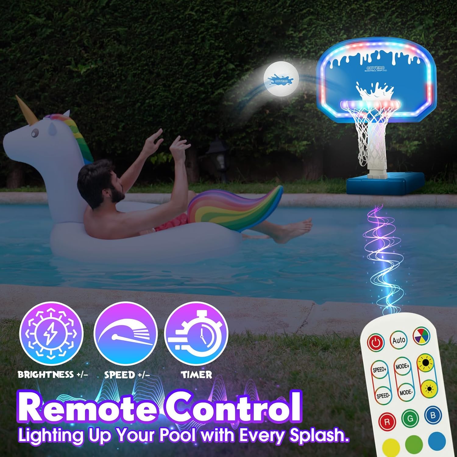 14" LED Pool Basketball Rim