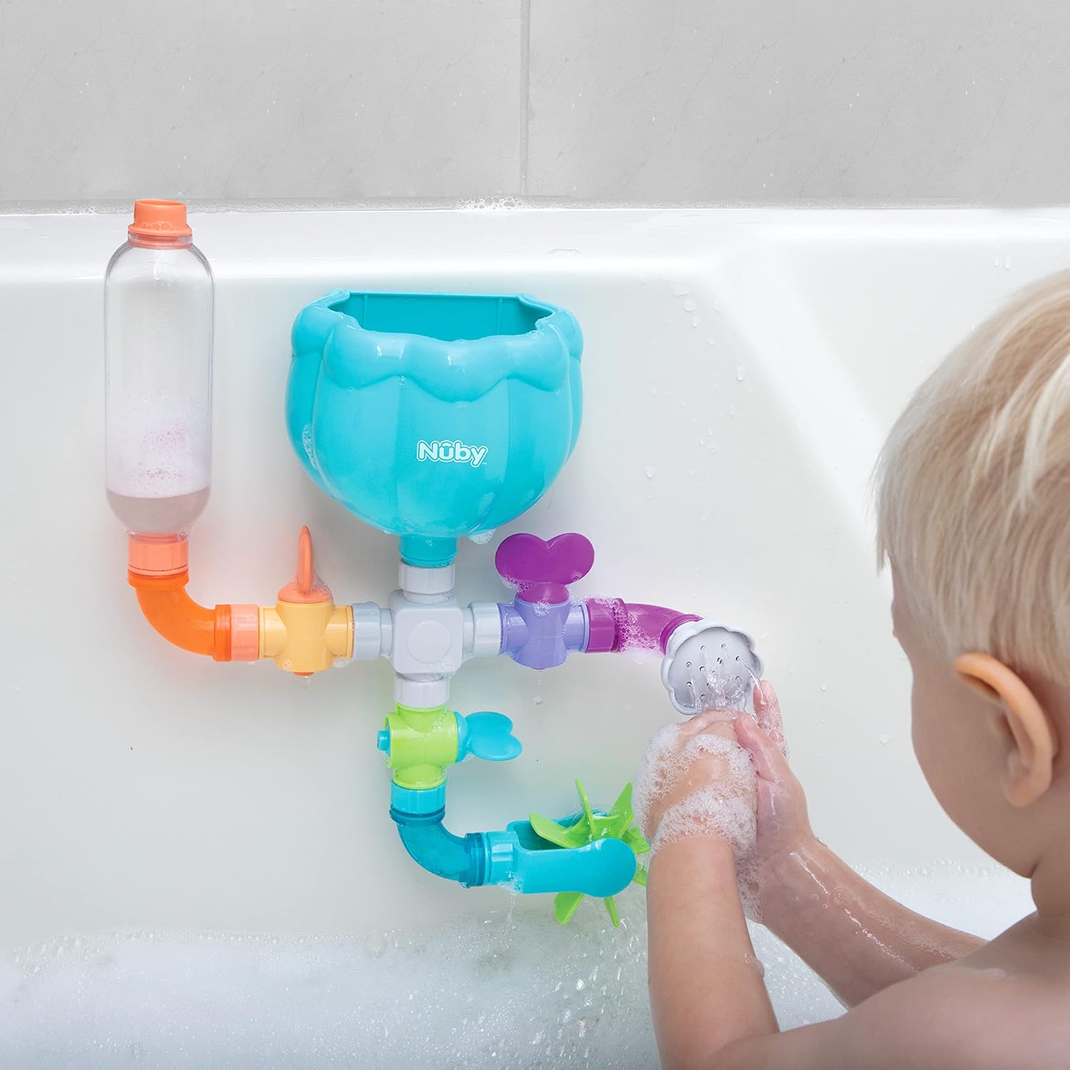 Nuby Wacky Waterworks Pipeline Bath Toys, Interactive Baby Bathtub Toys