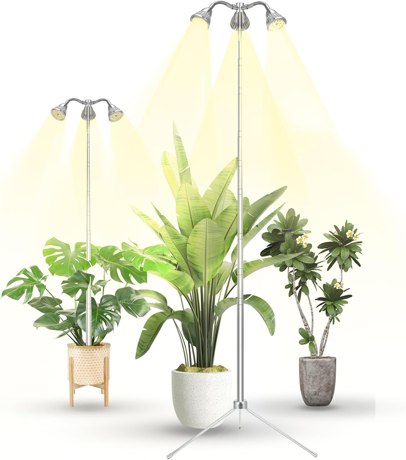 Indoor Plant Grow Light Full Spectrum with Removable Tripod Stand, 10-55 Inch Height Adjustable Aluminum Indoor Plant Grow Light with Auto On/Off Timer