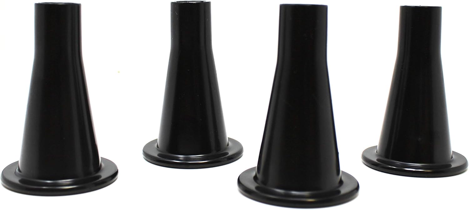 JSP Manufacturing Black Plastic 3-5/8-Inch Bed Frame Feet/Sliding Legs | Tall Tapered Replacement Legs (4)