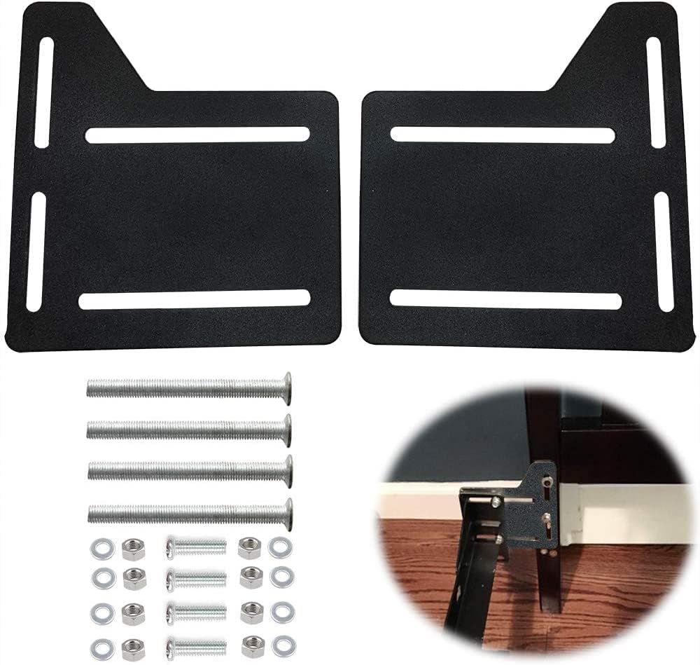 2 pcs #711 Bolt-On Hooks Bed Frame Conversion Bracket w/Hardware Hook Plate,Headboard Hook Set,Bed Rail Hooks,Bed Frame Brackets