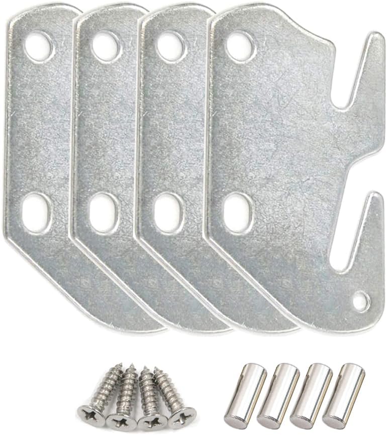 Bitray Wooden Bed Pan Wooden Bed Rail Hook Plate for Bed Frame Bracket Headboard Footboard Replacement - 4 Pieces