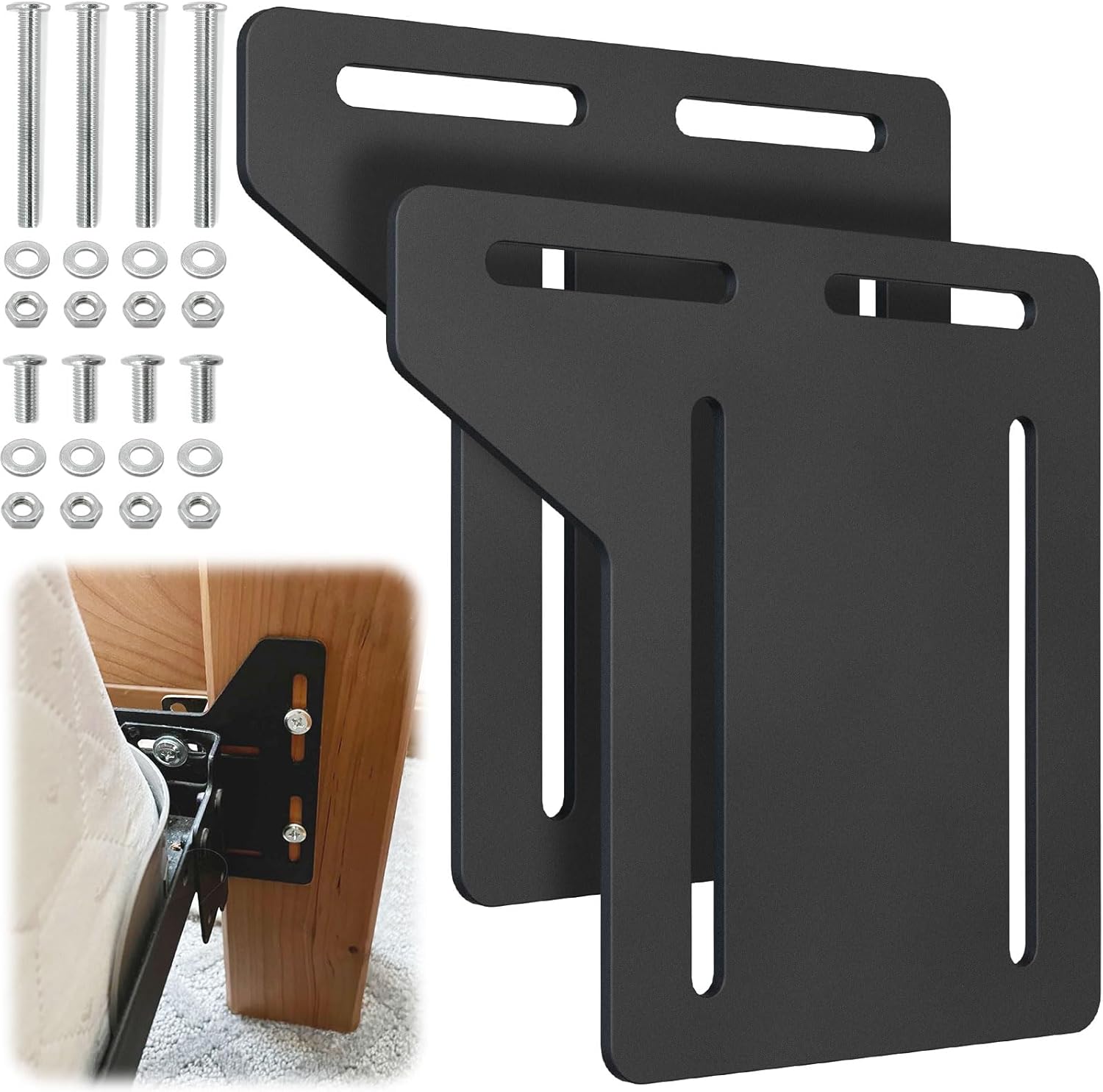 2 Piece Bed Frame Bracket Adapter for Headboard Extra, Full to Medium Twin Conversion Kit, Heavy Duty Bed Conversion Board, Metal Bed Frame Headboard Attachment, Headboard Adapter Kit with Hardware