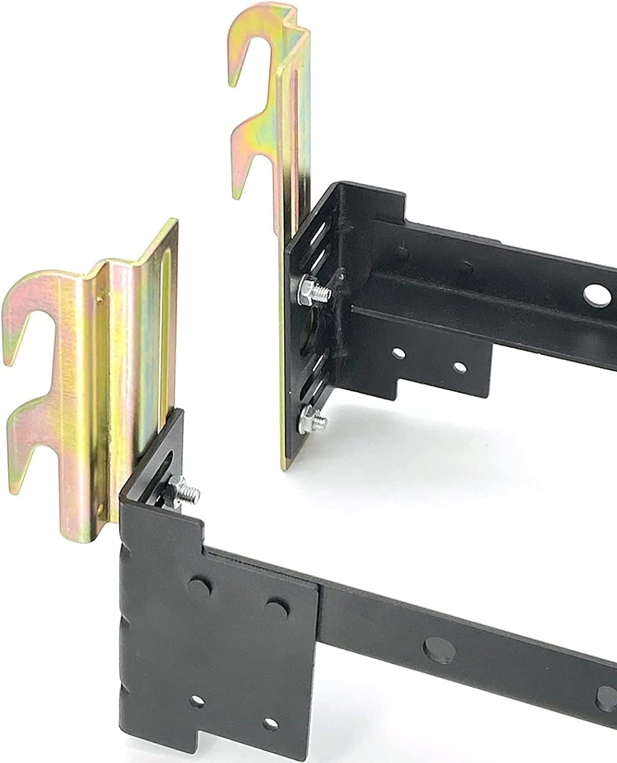 2 pcs #711 Bolt-On Hooks Bed Frame Conversion Bracket w/Hardware Hook Plate,Headboard Hook Set,Bed Rail Hooks,Bed Frame Brackets