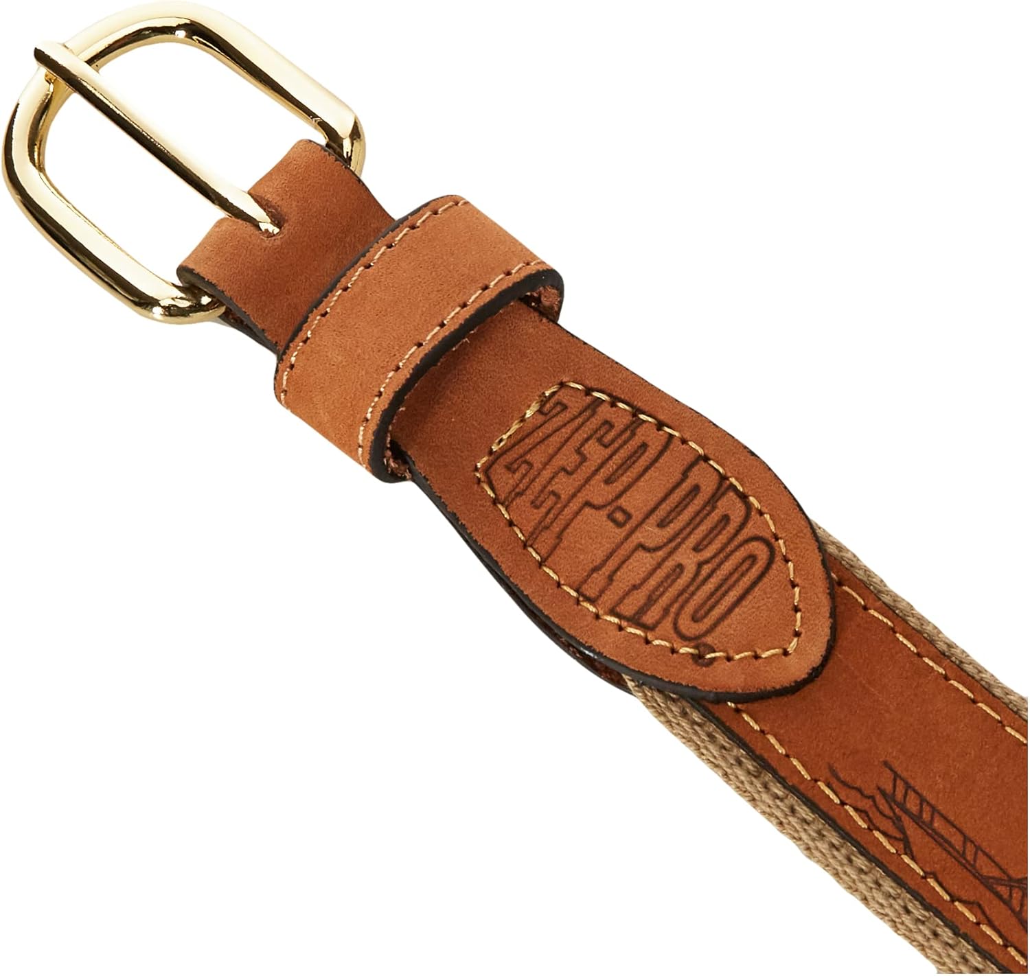 Men's Tan Leather Embroidered Dolphin Belt