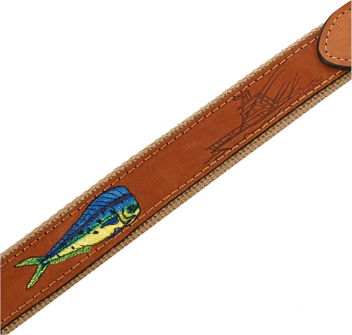 Men's Tan Leather Embroidered Dolphin Belt
