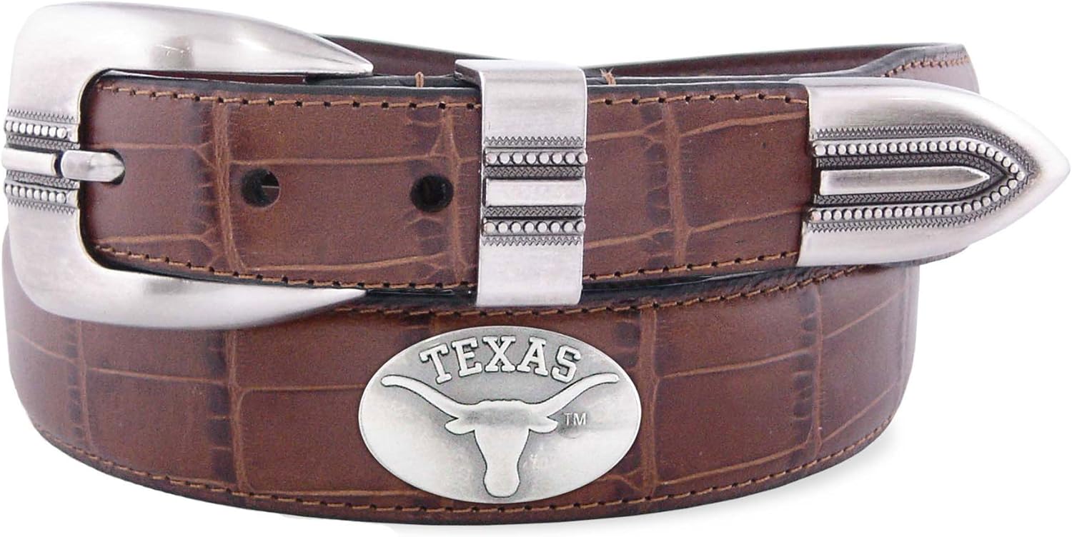 Texas Longhorns Alligator Pointed Leather Concho Belt
