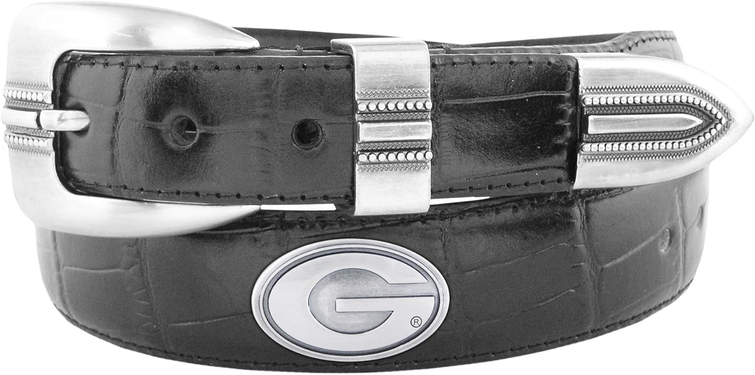 Georgia Bulldog Alligator Pointed Leather Concho Belt