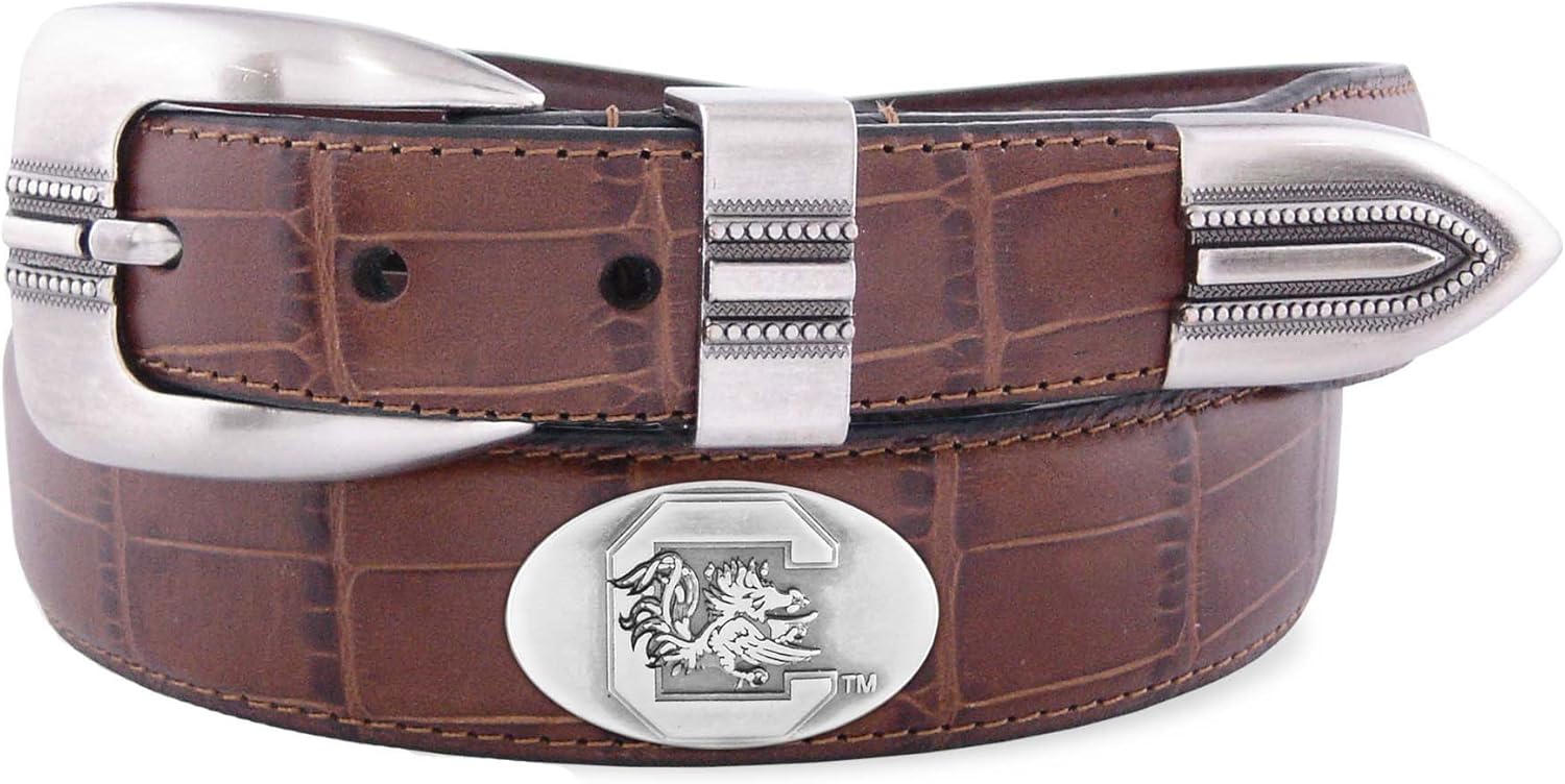 South Carolina Fighting Gamecocks Crocodile Tip Leather Buckle Strap