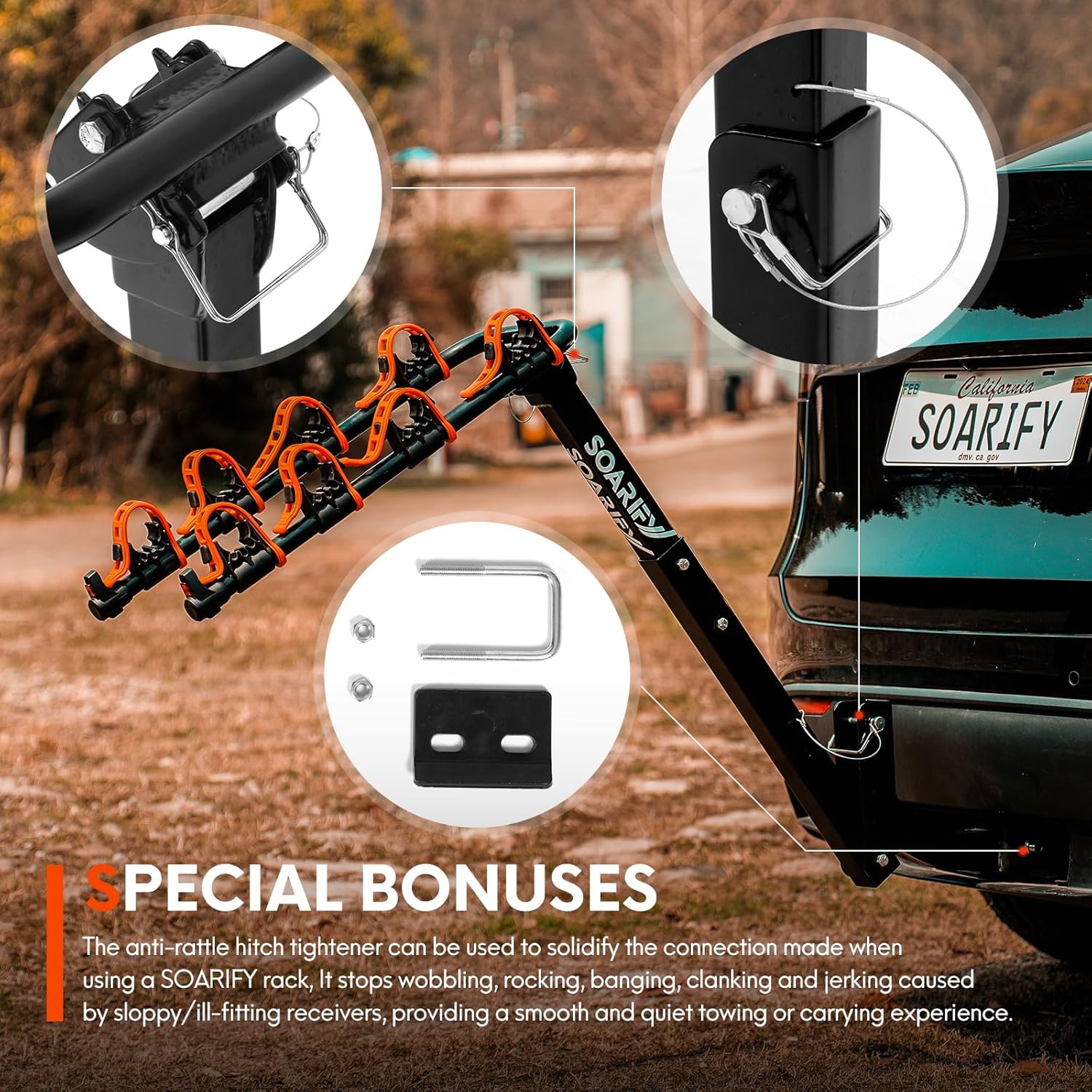 Hitch Bike Rack, 4 Bike Capacity, 150 lb Load, Tilt Release