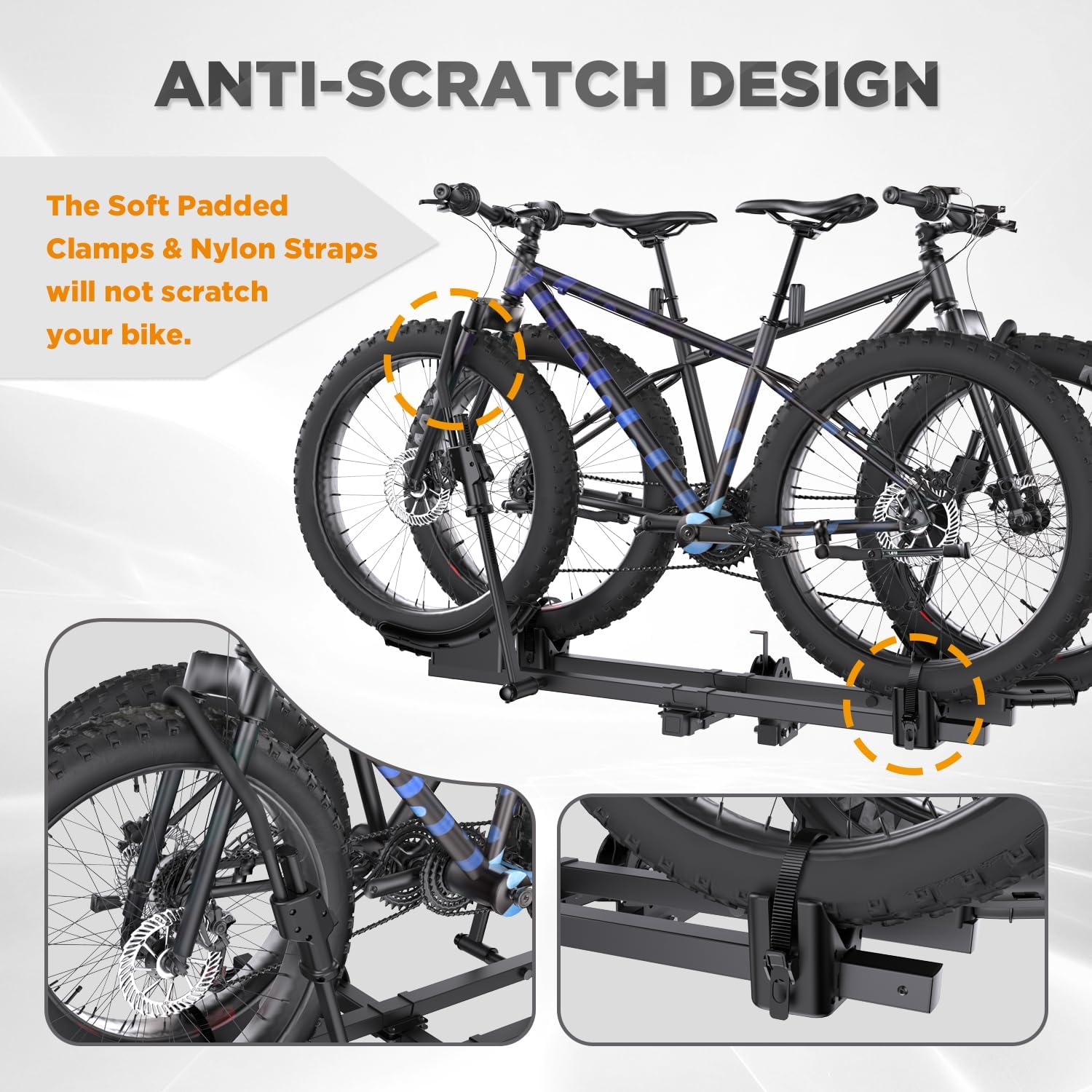 Fat Tire Bike Rack for Trailer Hitch, 200 lb Capacity