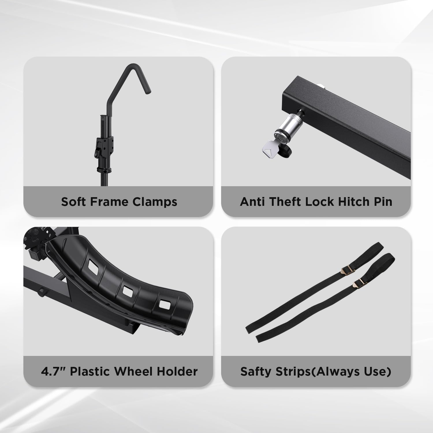 Fat Tire Bike Rack for Trailer Hitch, 200 lb Capacity