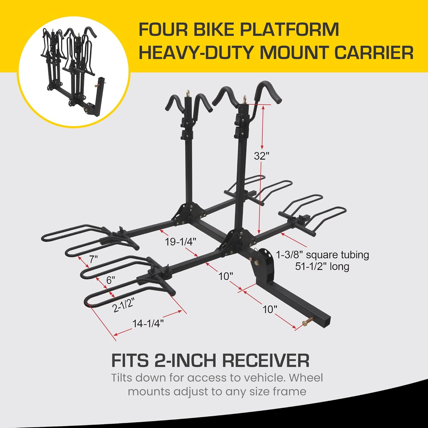 BC-204HD 4 Bike Rack - Foldable Car Bike Rack