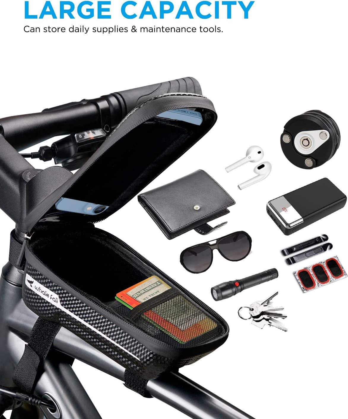 Hard Case Bike Bag, Phone Holder