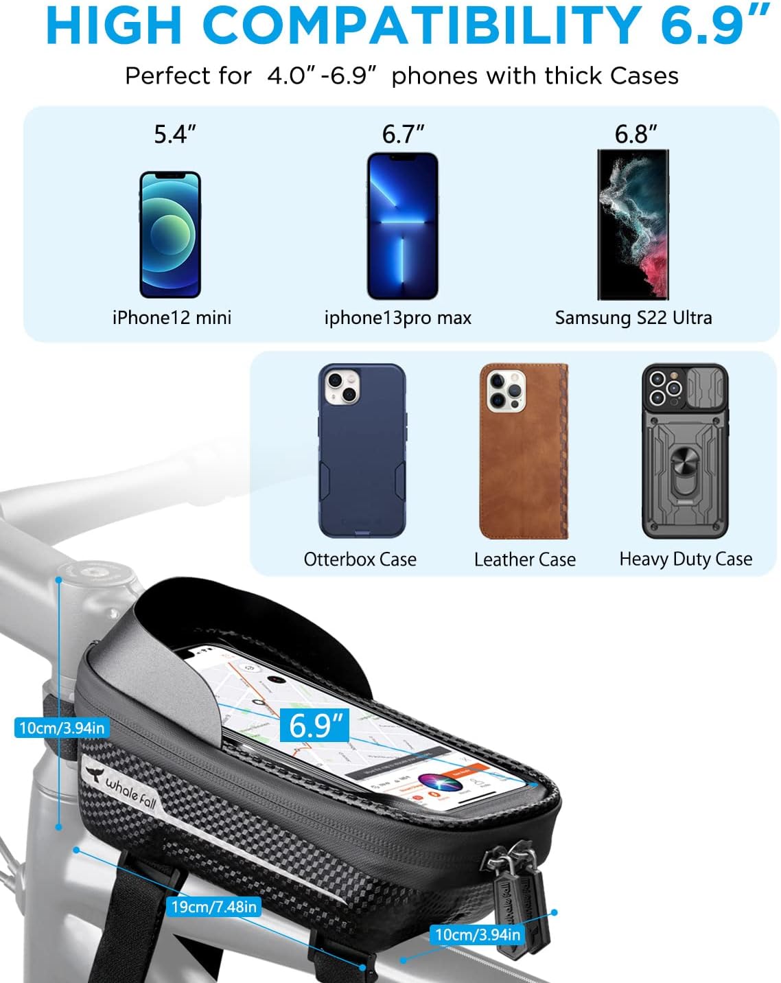 Hard Case Bike Bag, Phone Holder