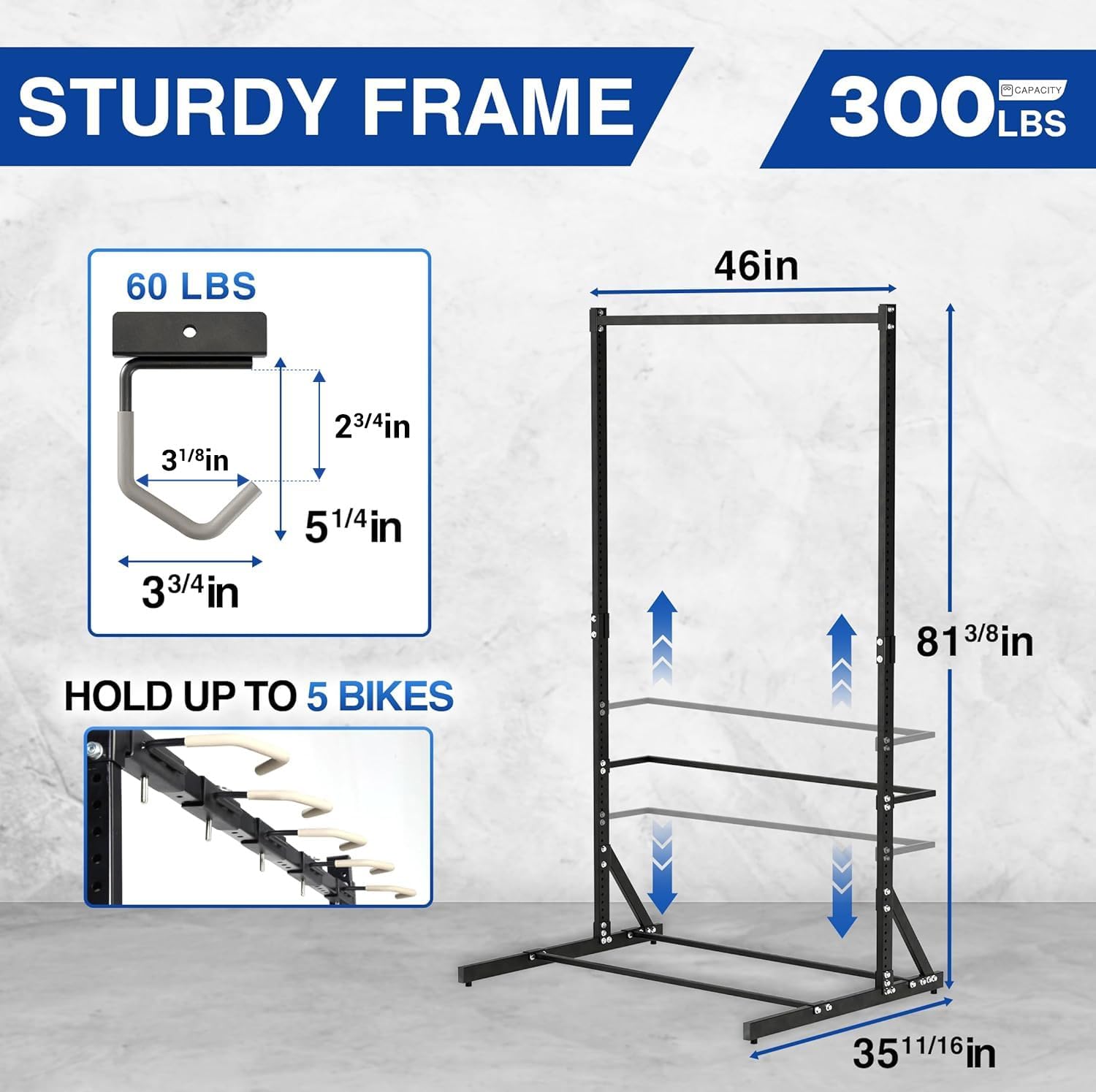 300 lb Grade 5 Rugged Steel Vertical Bike Rack
