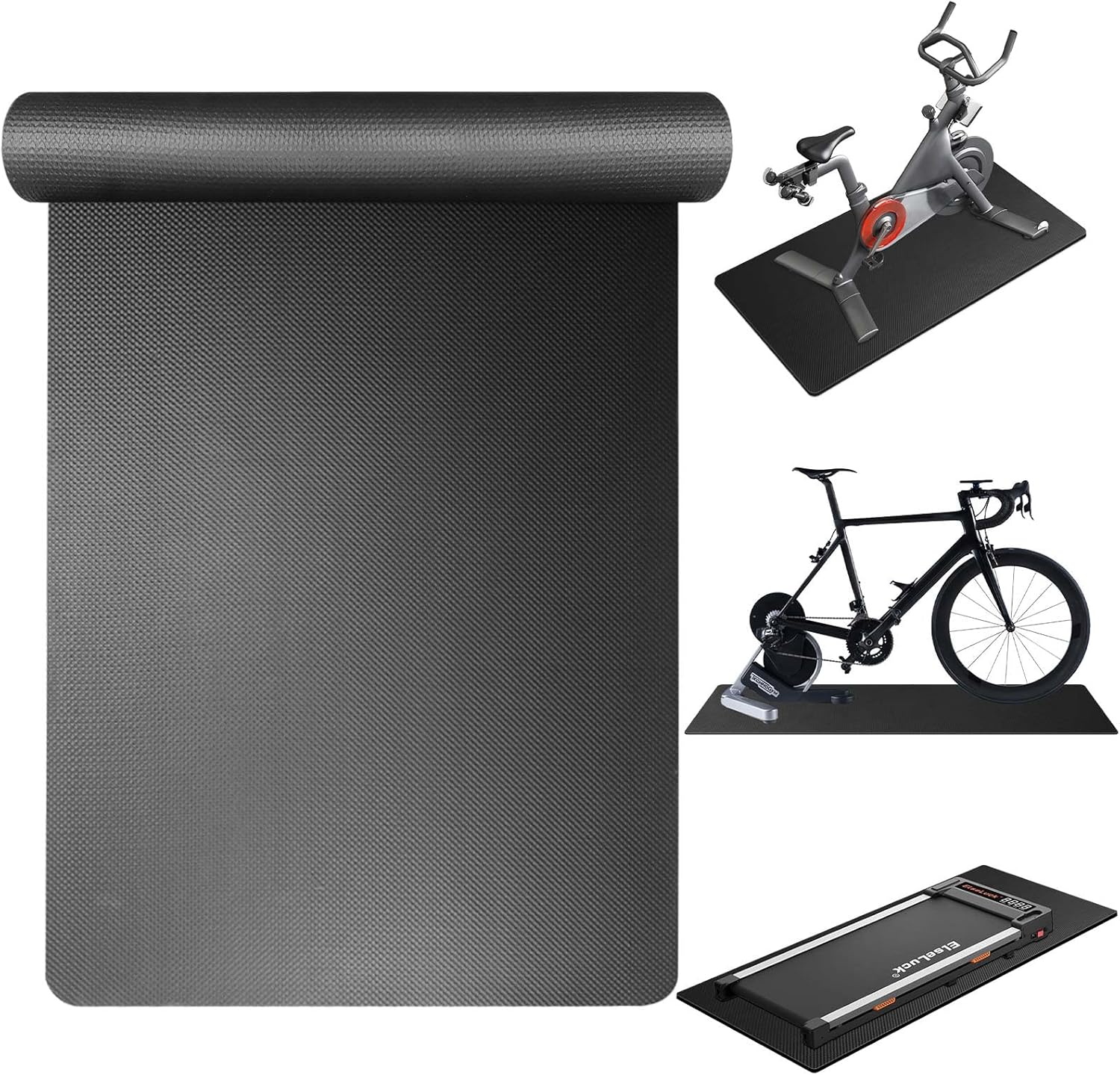 6mm Thick Bike Training Mats, 30x60", Hardwood Floor Protection