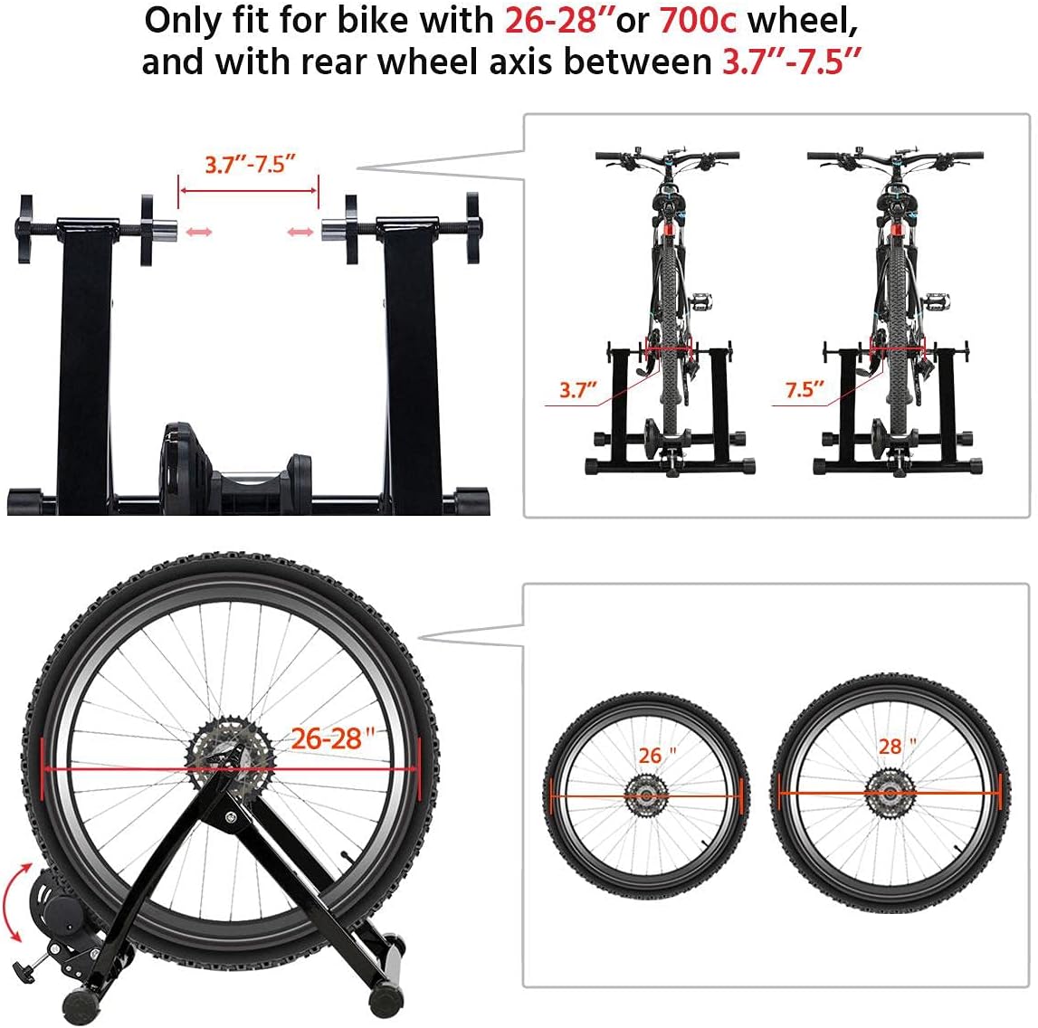 Magnetic Bike Trainer, Steel, 26-28"/700C Wheels