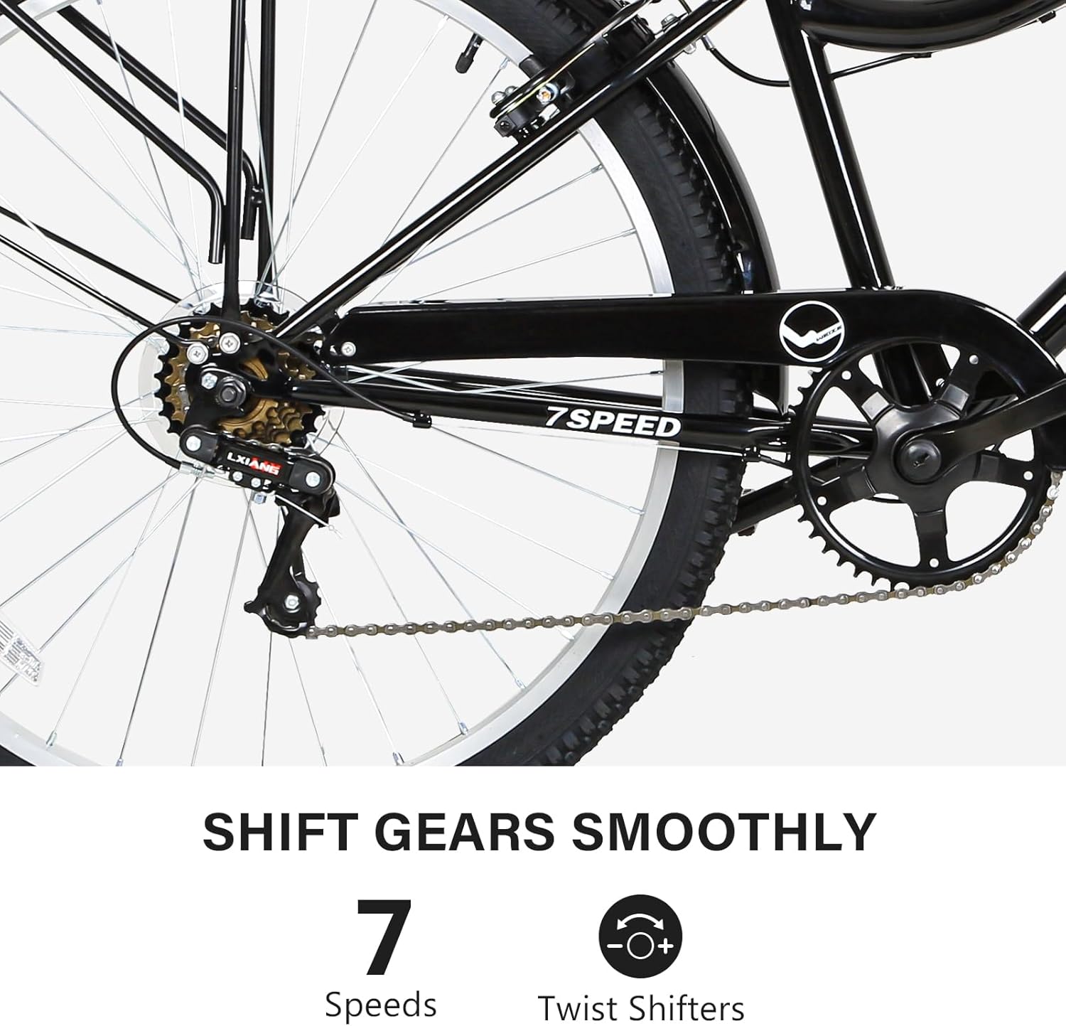 26" 7 Speed City Bike, High Carbon Steel