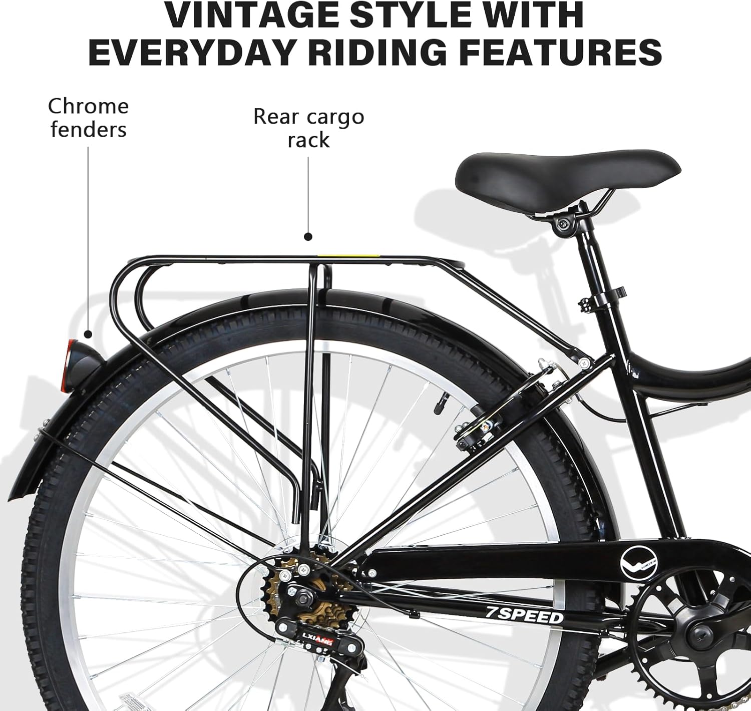 26" 7 Speed City Bike, High Carbon Steel