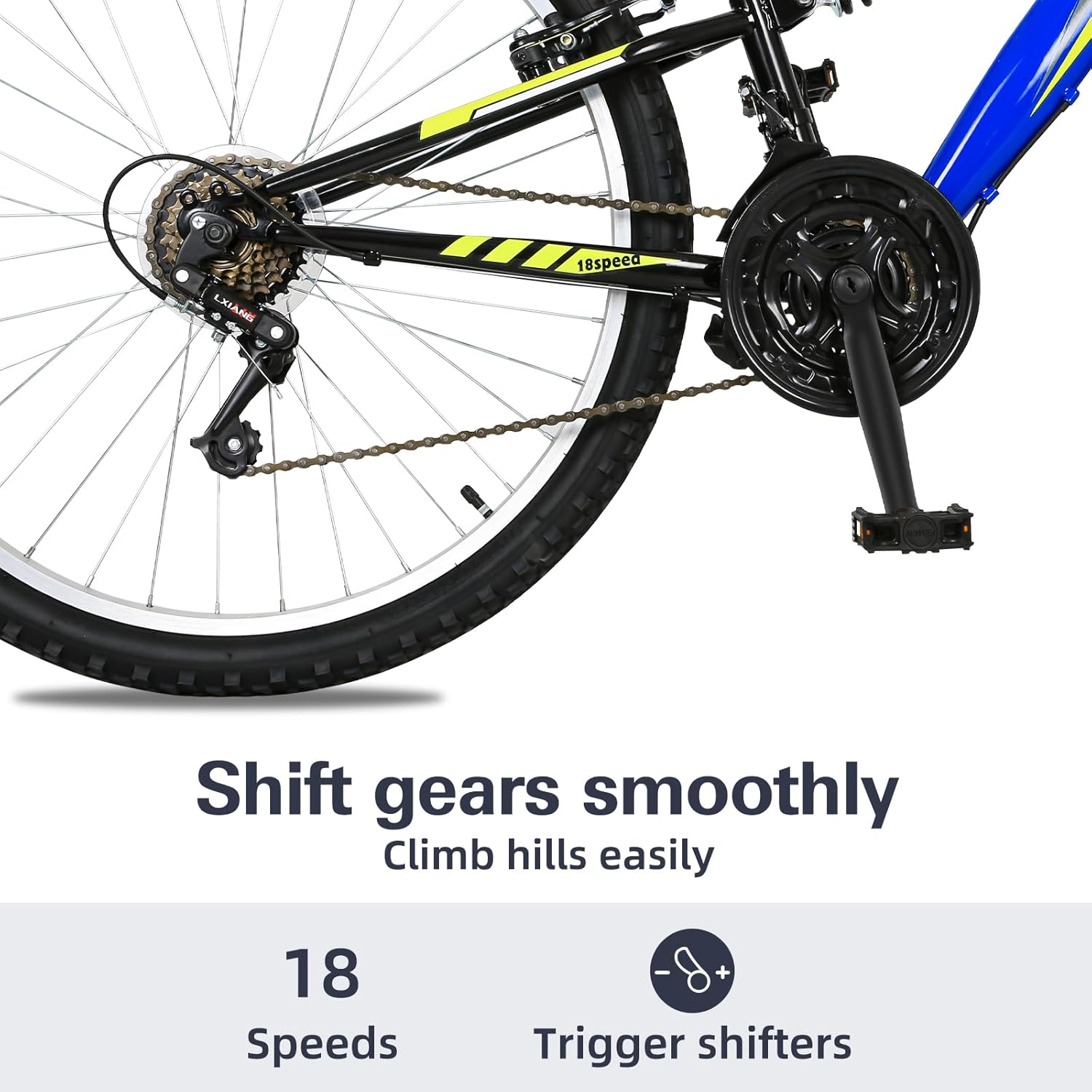 26/27.5" 18 Speed Mountain Bike, Carbon Steel, Dual Suspension