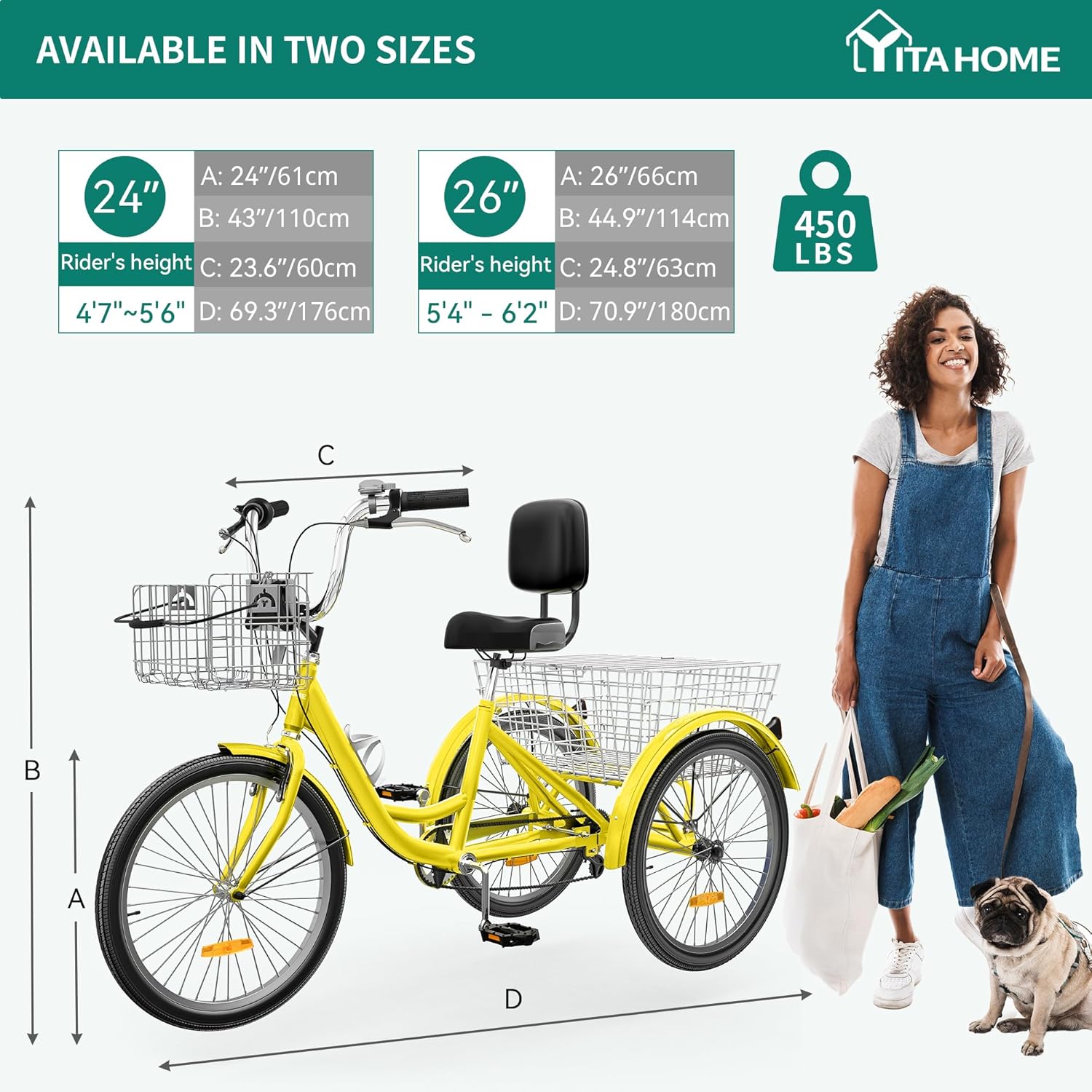 24/26" 1/7-Speed Adult Tricycle, Baskets