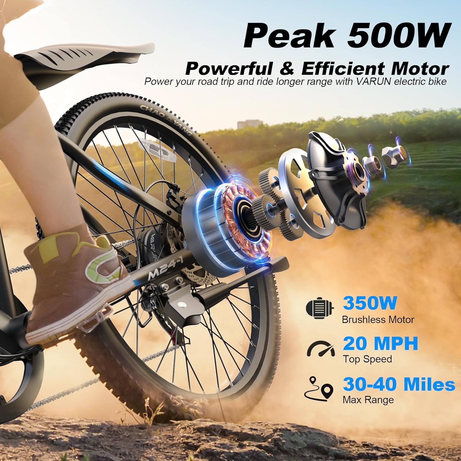 350W 20MPH Electric Bike, 36V Battery, 24" Mountain
