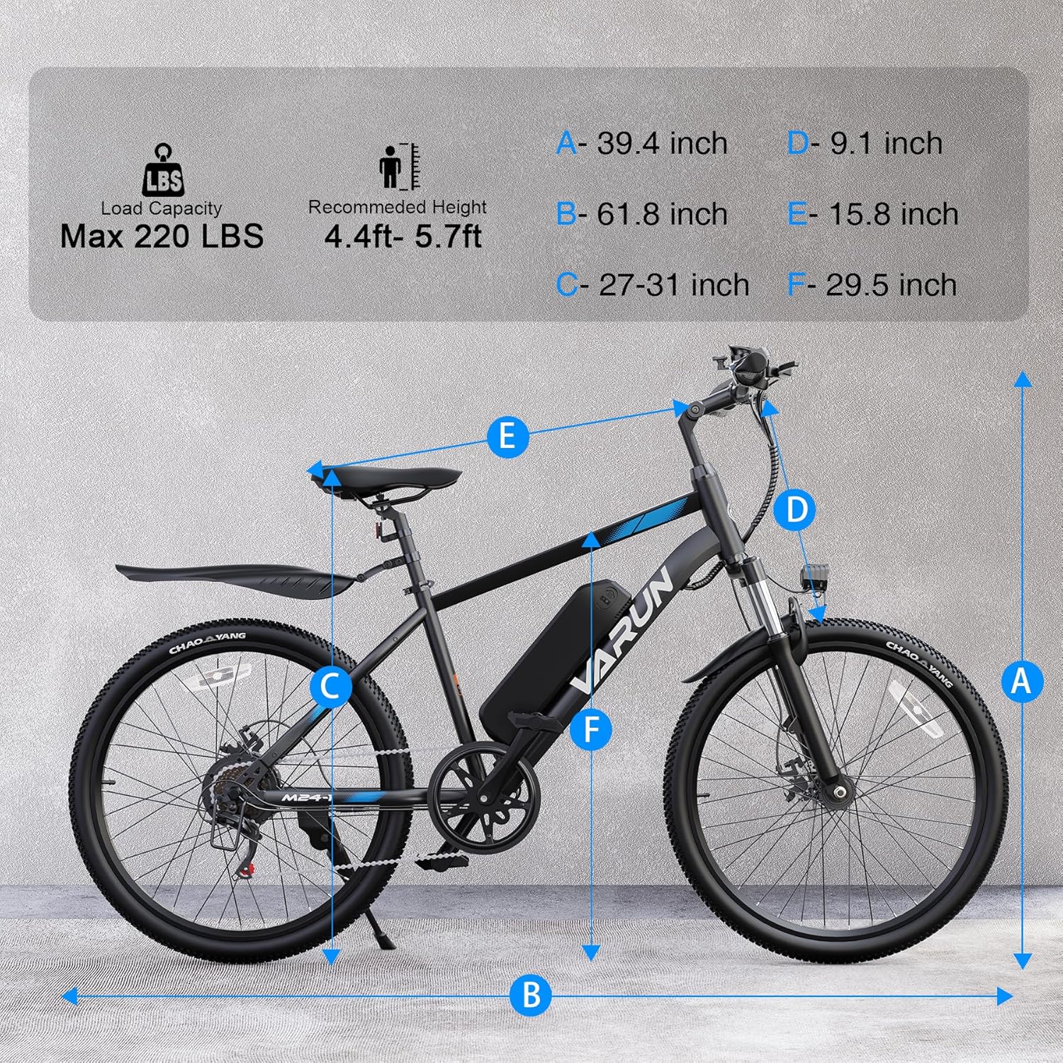 350W 20MPH Electric Bike, 36V Battery, 24" Mountain