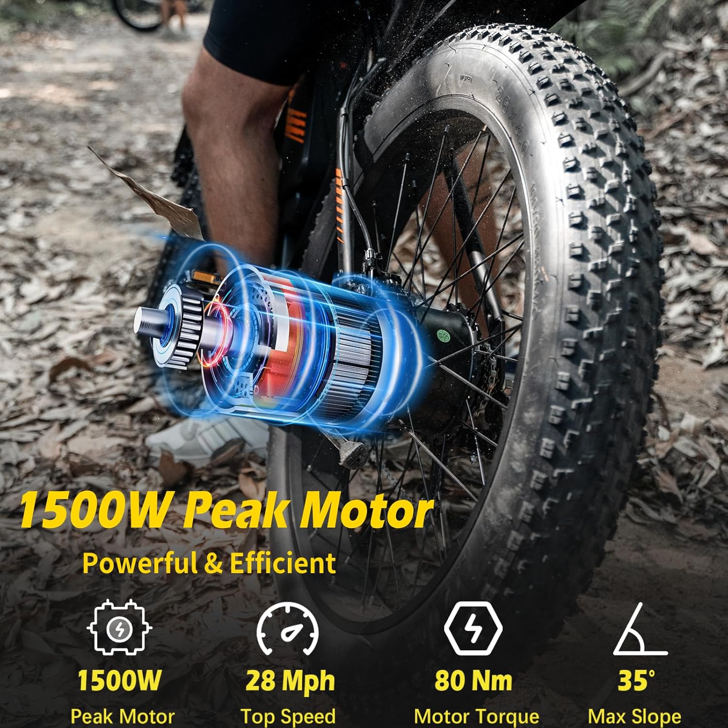 26" Thick Tire 1500W E-Bike, 48V Battery, 28MPH