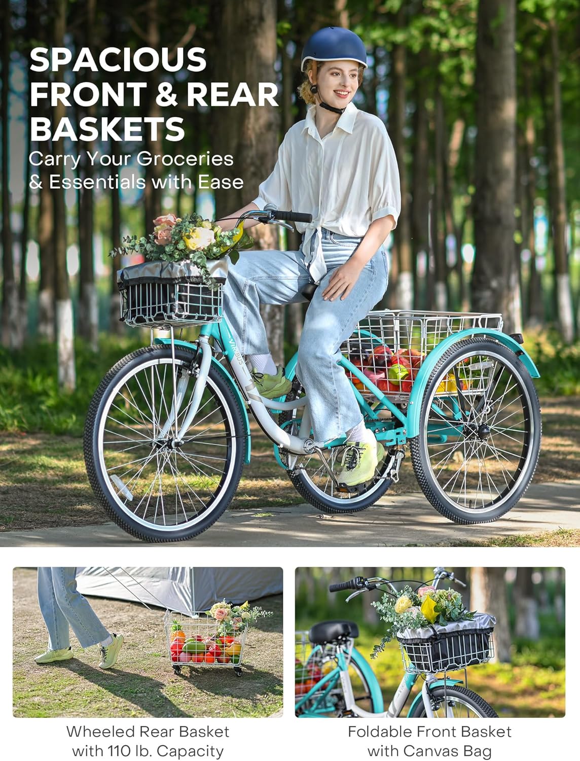 24/26" 7-Speed Women's Bike, Wicker Basket