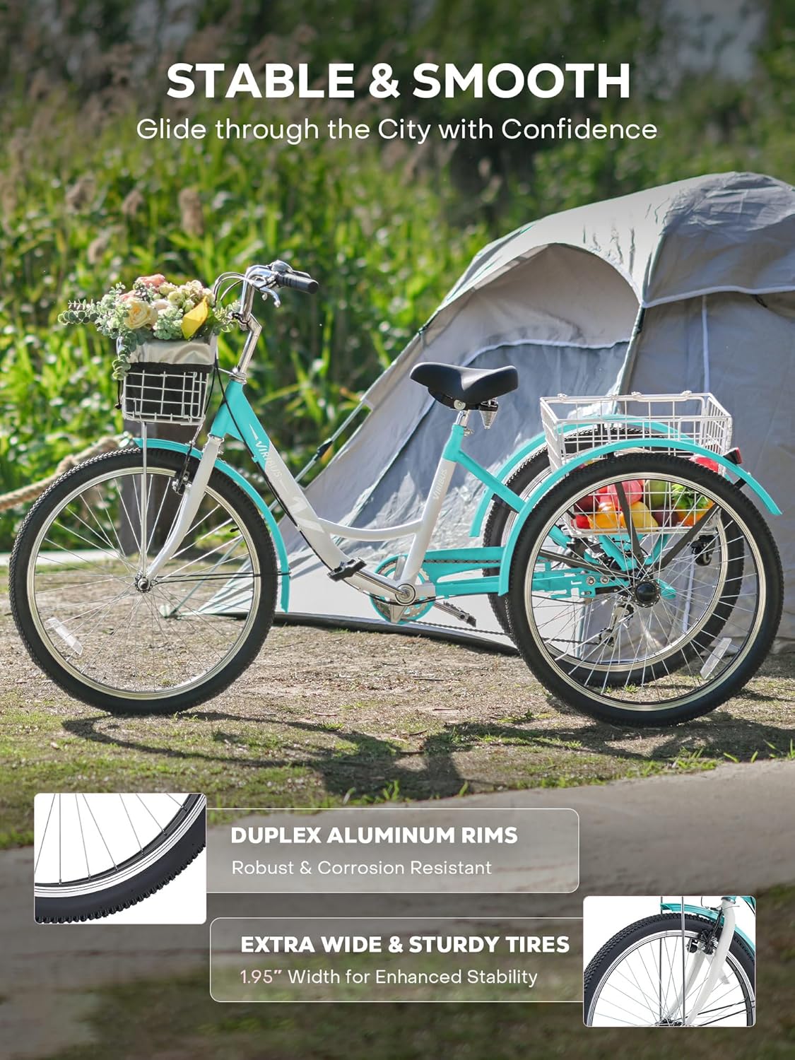 24/26" 7-Speed Women's Bike, Wicker Basket