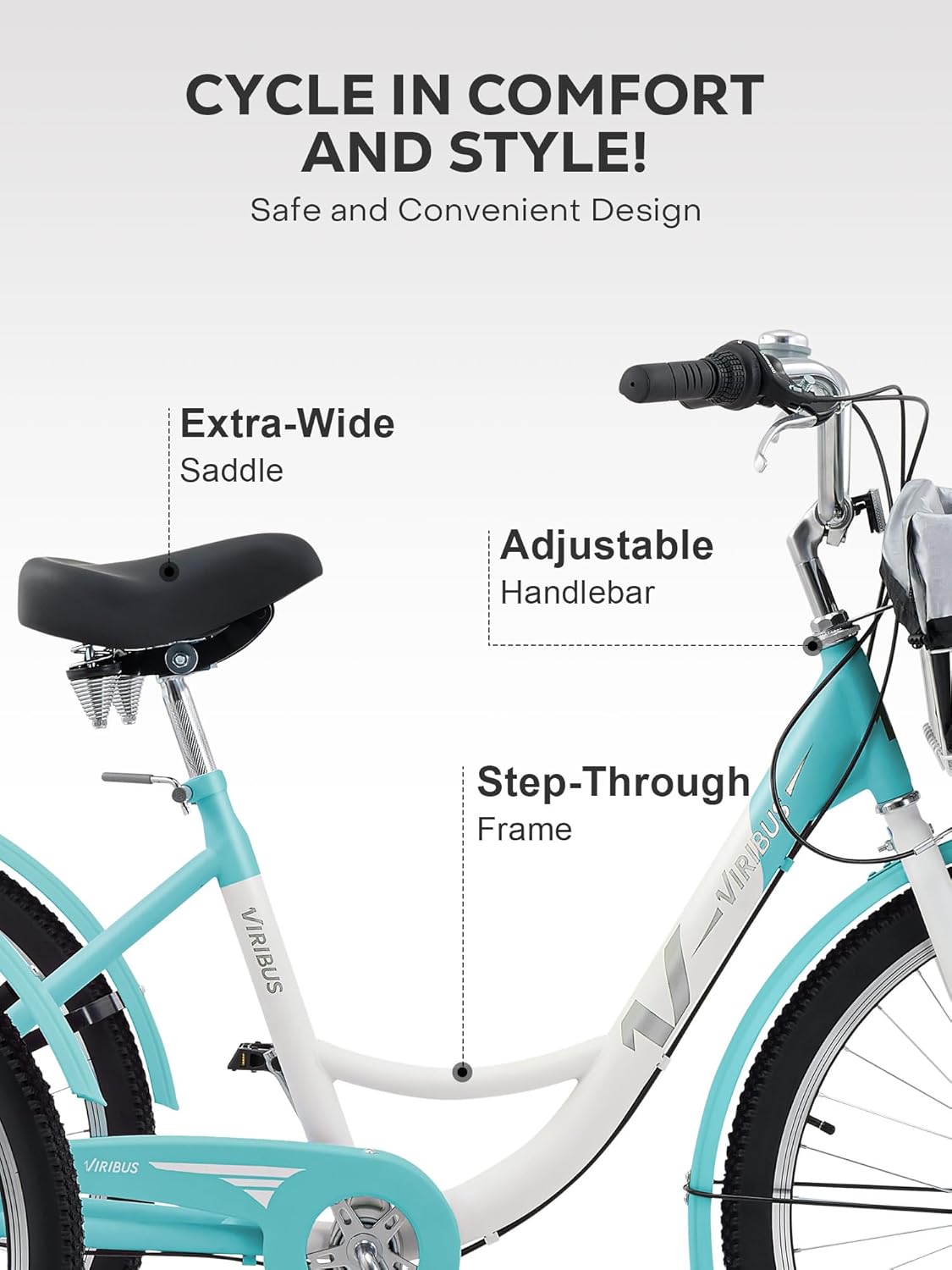 24/26" 7-Speed Women's Bike, Wicker Basket