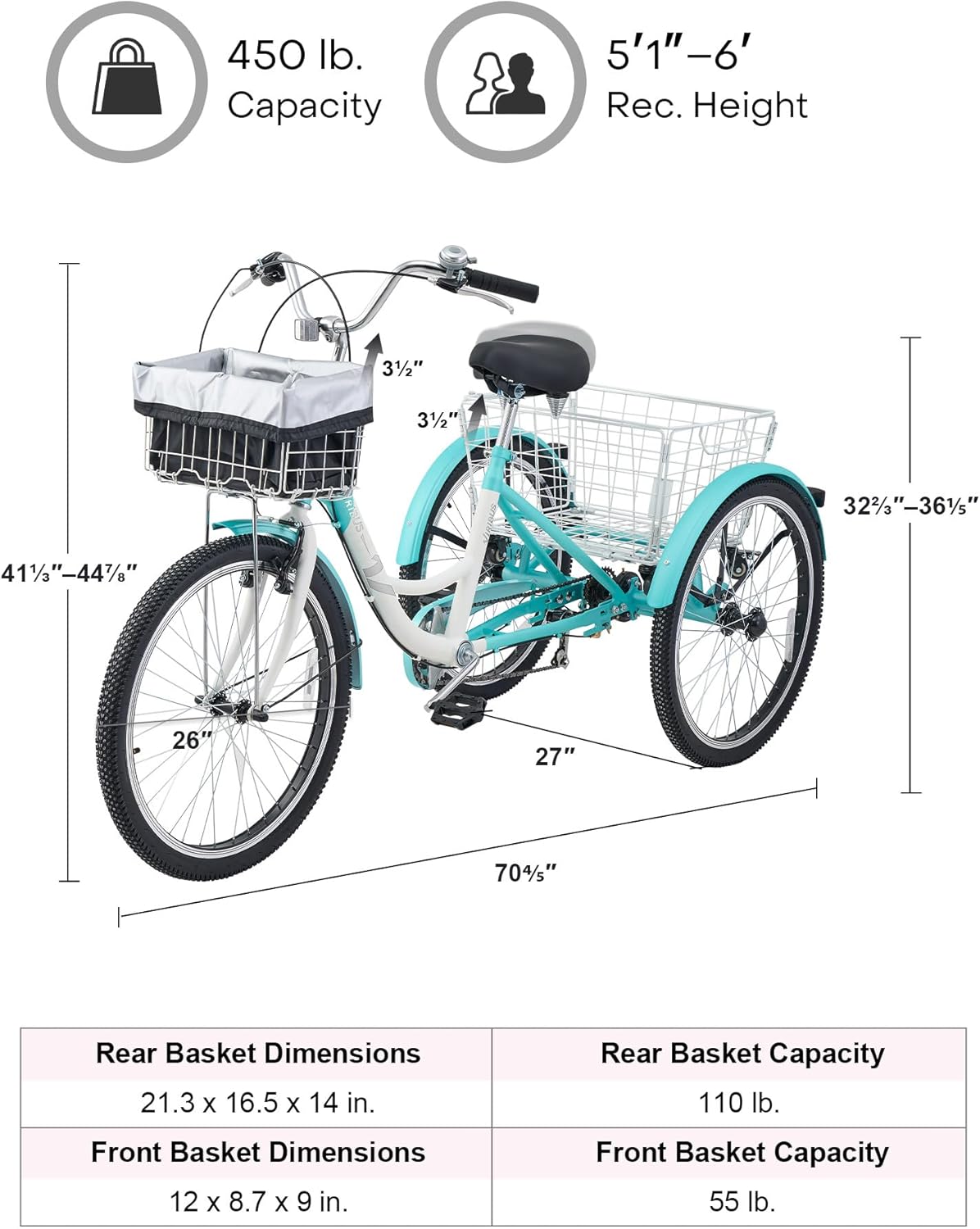 24/26" 7-Speed Women's Bike, Wicker Basket